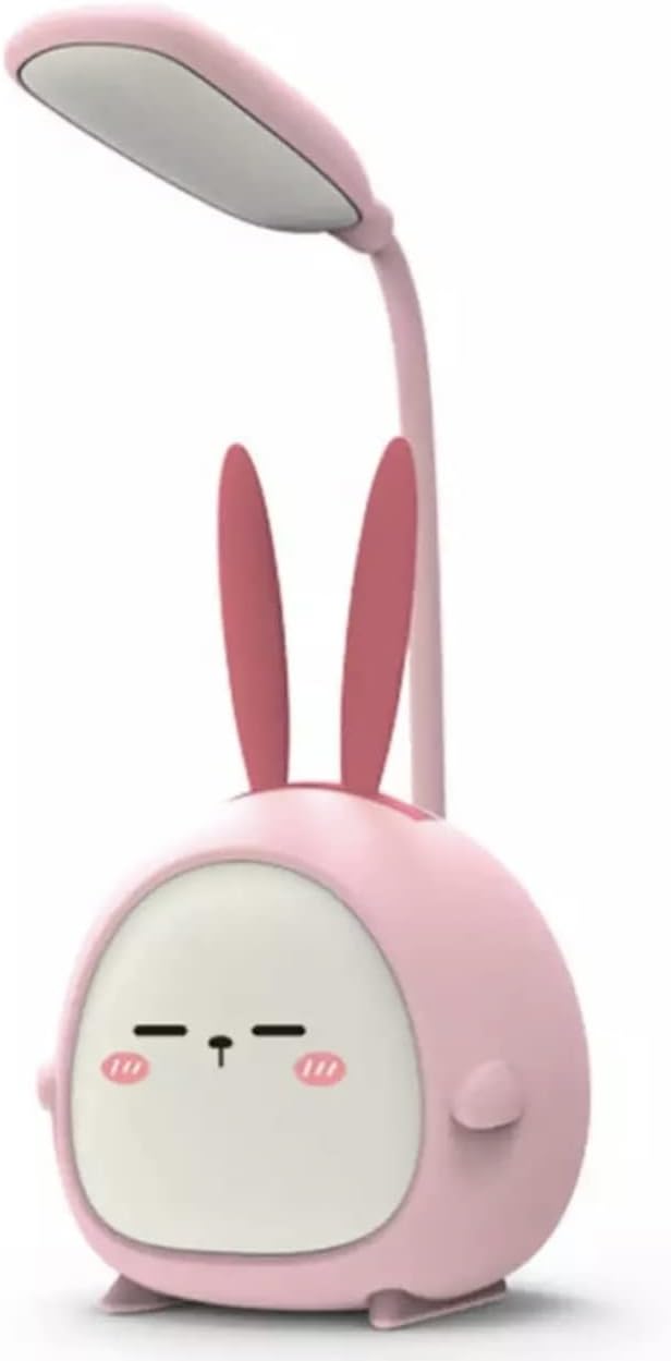 Portable LED Desk Lamp with Night Light Cute Bunny Foldable USB Charge Reading Light for Bedroom Kids Bedside Study (Pink)