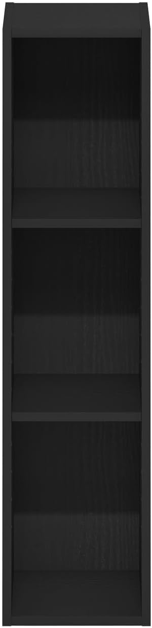 Furinno Fulda 3-Tier Space Saving Storage Shelf Bookcase, 8-Inch Width, Blackwood