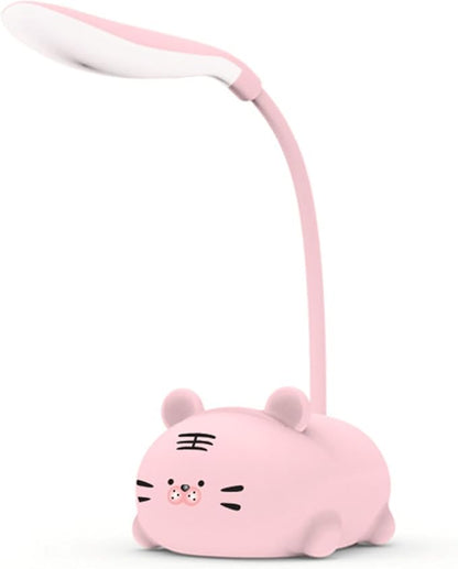 Kids Lamp, Cute LED Desk Lamp for Kids, Mini Animal Night Light, USB Rechargeable Flexible Cartoon Lamp Eye-Care Lighting for Bedroom (Tiger G, Pink)