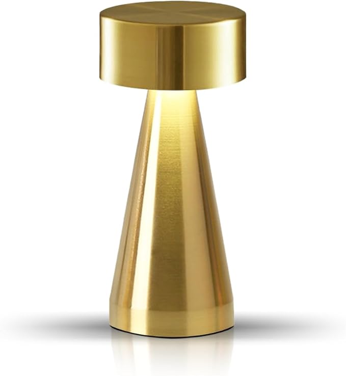 Portable Metal Desk Lamp, Cordless LED Table Lamp,3 Color Touch Control Rechargeable Lamp,3-Levels Brightness Room Decor Desk Lamp,Bedside Lamp,Night Light, Dining Room Lamp (Gold)