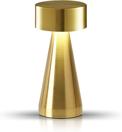 Portable Metal Desk Lamp, Cordless LED Table Lamp,3 Color Touch Control Rechargeable Lamp,3-Levels Brightness Room Decor Desk Lamp,Bedside Lamp,Night Light, Dining Room Lamp (Gold)
