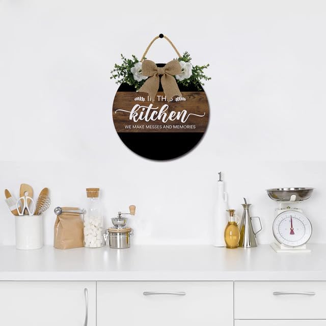 Kitchen Signs Wall Decor In this Kitchen We Make Messes and Memories Funny Dining Room Wall Decor Wood Hanging Sign Farmhouse Kitchen Dining Room Sign for Home 11inch