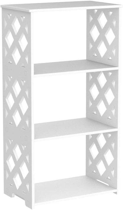 Bookcase 4 Tier, 3-Shelf Kids Bookshelf - Compact Book Organizer and Open Shelf Rack for Bedroom, Living Room, Office, Bathroom - Ideal Small Bookcase for Small Spaces - White