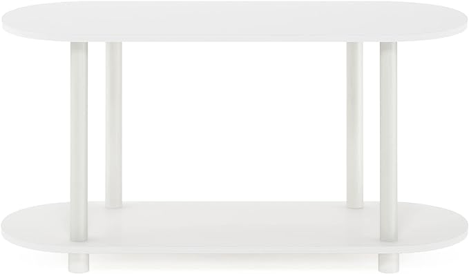 Furinno Turn-N-Tube No Tools Modern Oval Side Table, White/Virgin White
