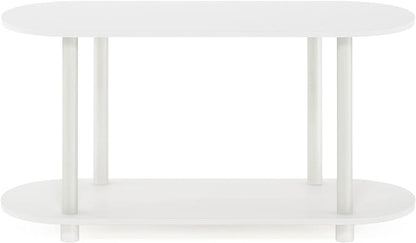 Furinno Turn-N-Tube No Tools Modern Oval Side Table, White/Virgin White