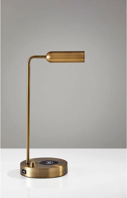 Adesso 3162-21 Kaye LED Desk Lamp Wireless Charging, 7W LED, 5W QI, USB Port, Indoor Lighting Lamps