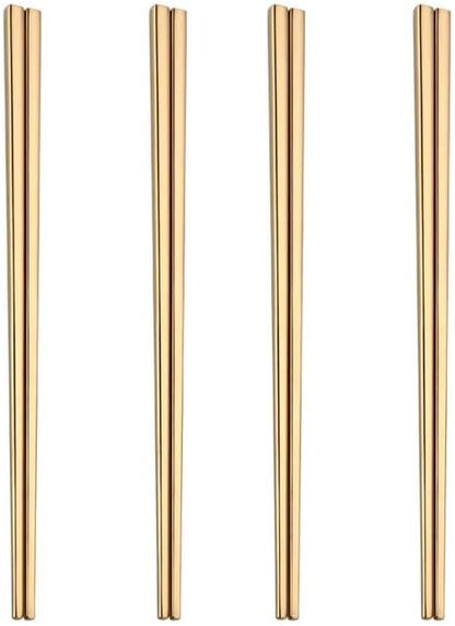 9 Inches Stainless Steel Chopsticks, Reusable Japanese Chinese Chop Sticks for Noodles,Ramen，Sushi,Sashimi, Rice and Asian Special(4 Pairs)