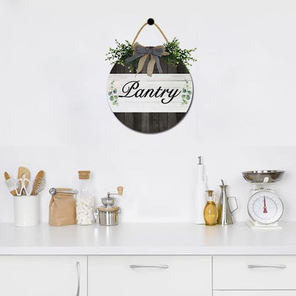Bidesign Pantry Sign Wall Decor For Door Farmhouse Rustic Hanging Wooden Pantry Room Wall Art Sign For Home Kitchen Pantry Cabinet Decor Kitchen Decorations, 12inches