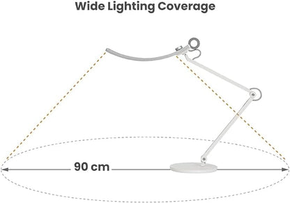 BenQ WiT e-Reading Desk Lamp | Eye-caring for Home Office, Reading, Study, Craft | Ultrawide, Bright, Dimmable with 13 Colour Modes | Adjustable Arm | Matte Silver
