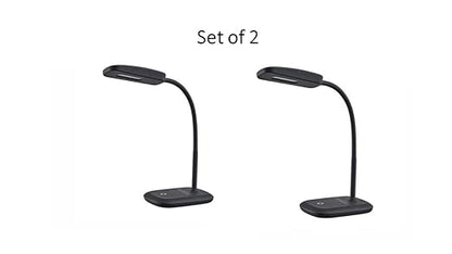 Set of 2 New Sunbeam Flexible Neck LED Desk Lamp Adjustable Light, Eye-caring Dimmable Office Lamp, Save $85/ year, Energy efficient lamp, Energy Star Certified, Black
