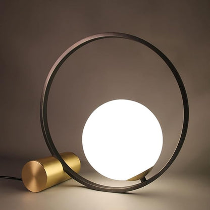Glass Desk Table Lamp Gold Mid Century Modern Desk Lamp Reading Lamp Handblown Glass Orb Shade Plug in Nightstand Lamp Desk Lamp for Bedroom Office Library Study Room