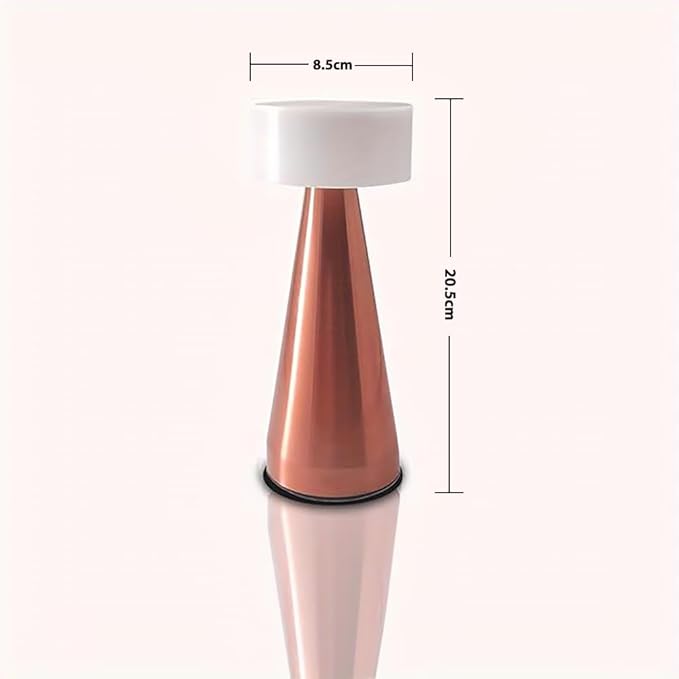 Portable Metal LED Table Lamp, Cordless Metal Desk Lamp, Touch Control Rechargeable Lamp,3-Levels Brightness Room Decor Desk Lamp,Bedside Lamp,Dining Room Lamp (Rose Gold)