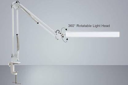 LED Desk Lamp, Architect Task Lamp, Metal Swing Arm Dimmable Drafting Table Lamp with Clamp (3 Color Modes, 10-Level Dimmer, Memory Function) Highly Adjustable Office, Craft, Workbench Light