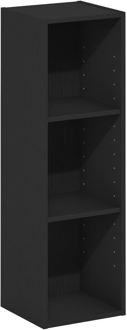 Furinno Fulda 3-Tier Space Saving Storage Shelf Bookcase, 10-Inch Width, Blackwood