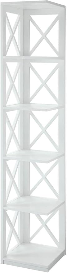 Convenience Concepts Oxford 5 Tier Corner Bookcase, White