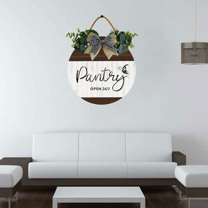 Uptell 11" Farmhouse Pantry Signs Pantry Open 24/7 Wall Door Decor Farmhouse Pantry Wall Decoration,Wood Wall Hanging Plaque Sign for Pantry Room Kitchen Decor 11 Inch