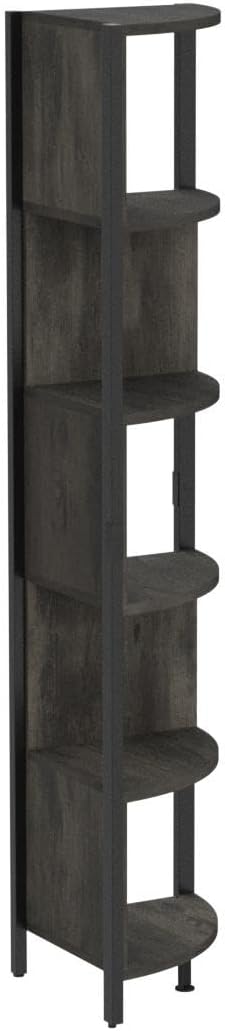 YITAHOME 6-Tier Corner Shelf, 68.8" Tall Industrial Free Standing Corner Bookshelf, 6 Shelf Display Corner Bookcase Open Small Book Shelves for Bedroom, Living Room, Small Space, Charcoal Gray + Black