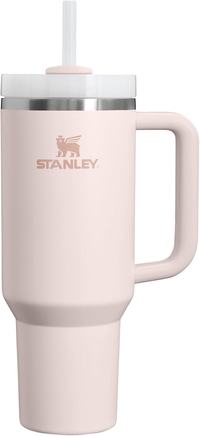 STANLEY Quencher H2.0 Flow State Tumbler, 40 oz, Rose Quartz 2.0 | Handle and Straw | 3-Position Lid | Cup Holder Compatible for Travel | Insulated Stainless Steel Cup | BPA-Free