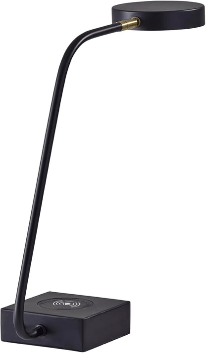 Adesso 3618-01 Conrad LED Desk Lamp Wireless Charging, 7W LED, 5W QI, USB Port, Indoor Lighting Lamps