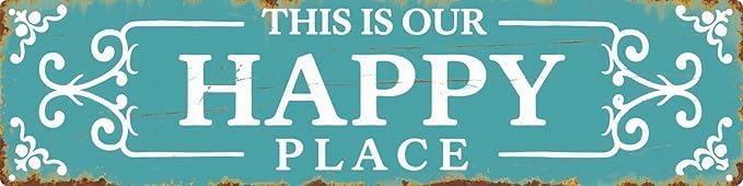 Our Happy Place Metal Sign Family Plaque for Living Room Wall Decor Shared Space Gift