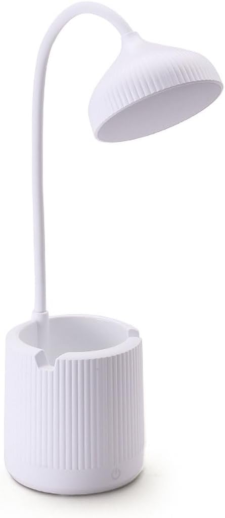 Cordless lamp,Desk lamps for home office,White,3 speed adjustable light,With pen holder,Usb charging cable,Battery operated,360° swivel hose,Rechargeable dorm lamp,Led study lamp,Cute reading lamp
