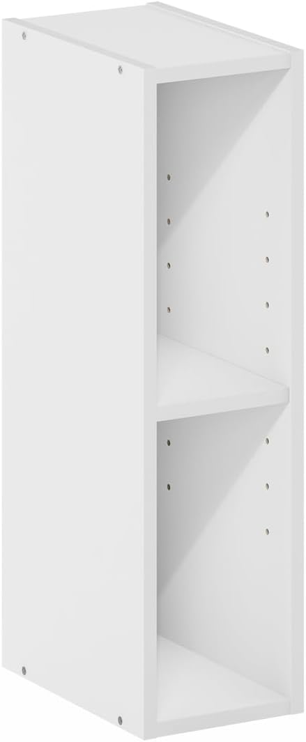 Furinno Fulda 2-Tier Space Saving Storage Shelf Bookcase, 6-Inch Width, White