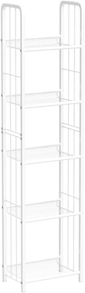 Bookshelf Storage Shelf Bookcase Freestanding Storage Stand for Living Room, Bedroom, Kitchen, Rust Resistance, Easy Assembly Free Combination Multi-Functional Organizer (5 Tiers,White)