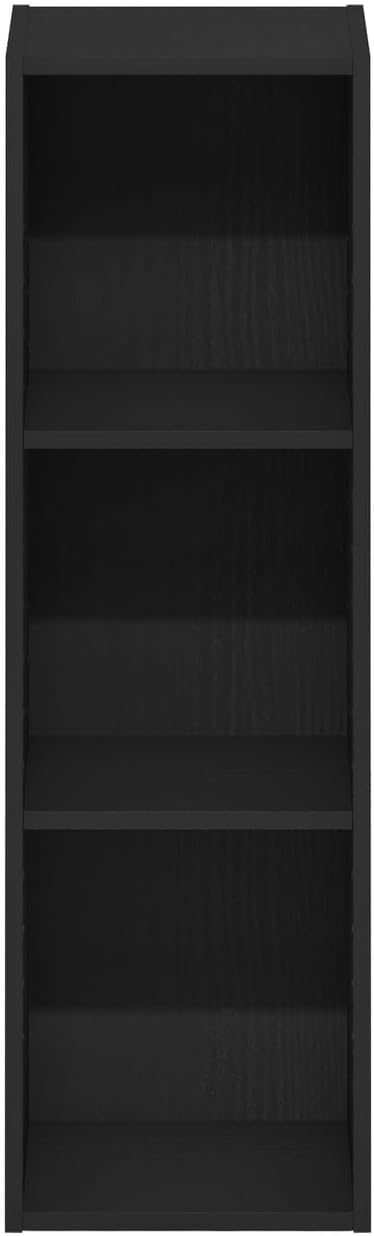 Furinno Fulda 3-Tier Space Saving Storage Shelf Bookcase, 10-Inch Width, Blackwood