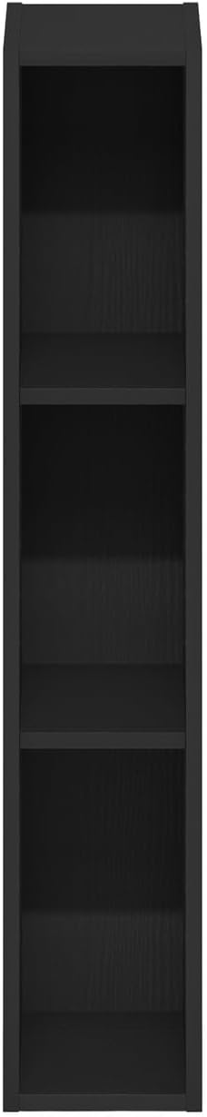 Furinno Fulda 3-Tier Space Saving Storage Shelf Bookcase, 6-Inch Width, Blackwood