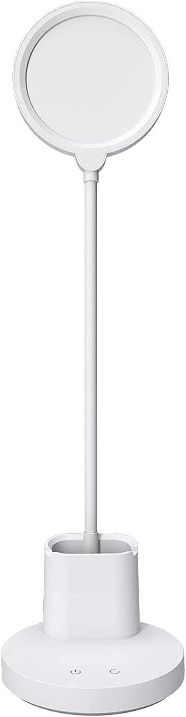 GOLSPARK Battery Operated Desk Lamp LED Rechargeable 4500mAh White LED Desk Lamps Dimmable, Touch Control 360°Flexible Dorm Reading Lamp for Students-3 Color Modes with Pen Holder Phone Stand