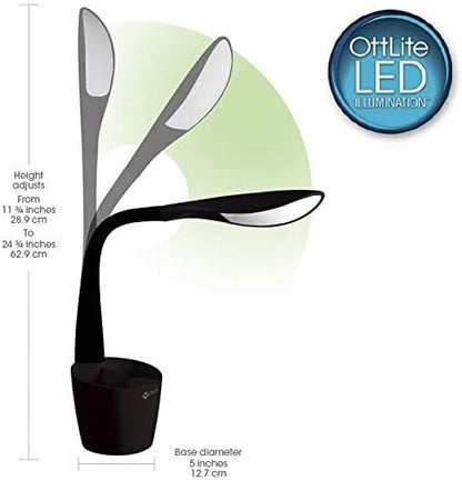 OttLite LED Desk Space Organizer Lamp - 4 Brightness Levels, Additional Storage, Great for Workstation, Offices, Dorms