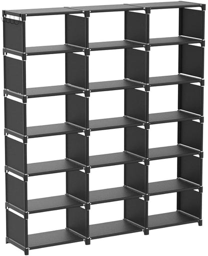 Mavivegue Bookcase, 18-Cube Extra Large Book Shelf, DIY Cube Storage Organizer for Bedroom, Living Room, Home Office - Black