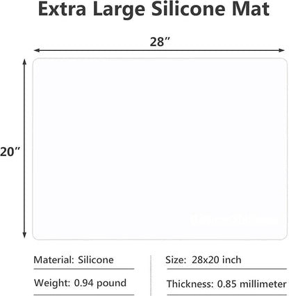 Extra Large Silicone Mats for Countertop, 28" by 20" Multipurpose Mat, Counter Table Protector, Desk Saver Pad, Placemat Nonstick Nonskid Heat-Resistant Pad, Semitransparent