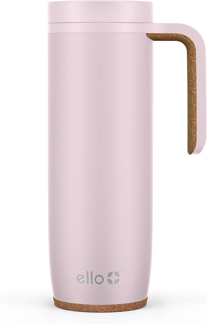 Ello Magnet 18oz Vacuum Insulated Stainless Steel Travel Mug with Side Handle and Leak-Proof Slider Lid and Built-in Coaster, Keeps Hot for 5 Hours, Perfect for Coffee or Tea, BPA-Free