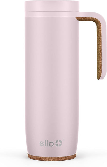 Ello Magnet 18oz Vacuum Insulated Stainless Steel Travel Mug with Side Handle and Leak-Proof Slider Lid and Built-in Coaster, Keeps Hot for 5 Hours, Perfect for Coffee or Tea, BPA-Free