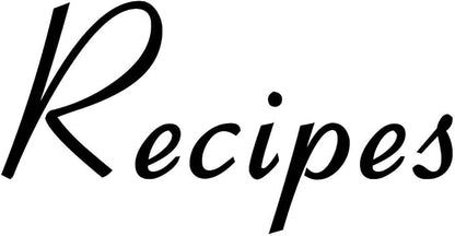 Recipes 4w x 2h Label | Kitchen Home Organization | Die Cut Vinyl Decal | Black Retro Font (Sticker Only)