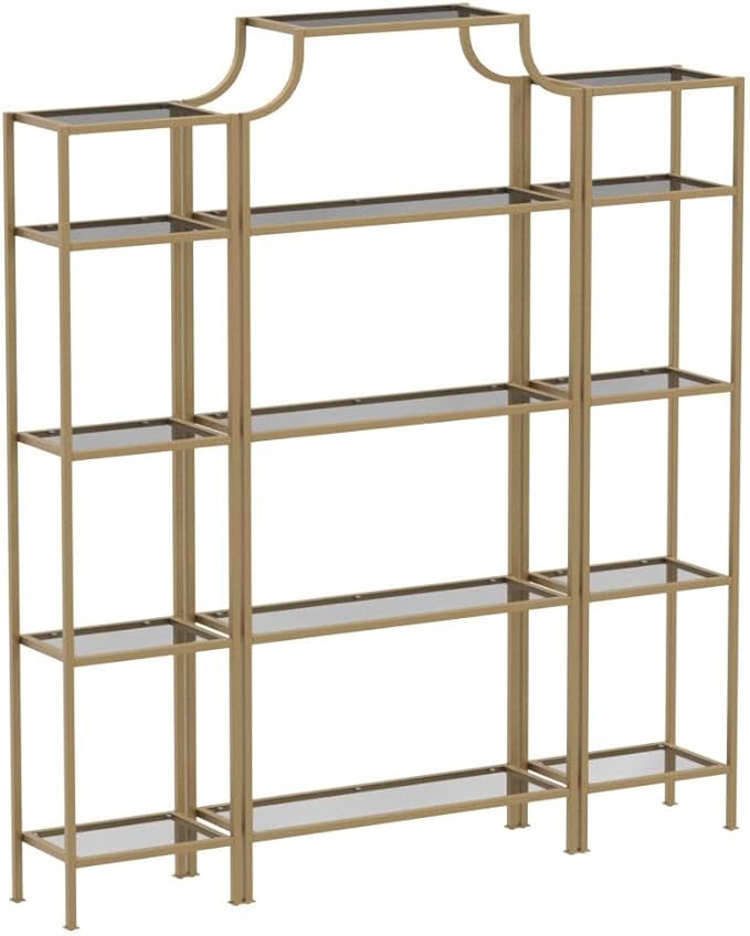 Crosley Furniture Aimee 3-Piece Etagere Bookcase Set - Gold and Glass
