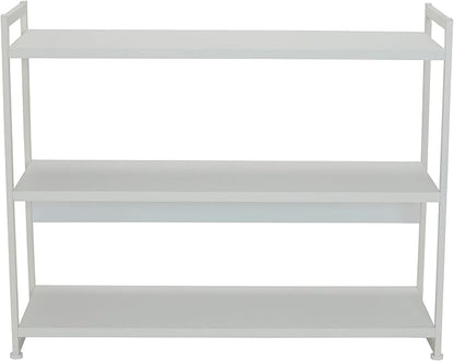 Household Essentials Jamestown Wide 3 Shelf Open Storage Bookshelf Scandinavian White and White Metal