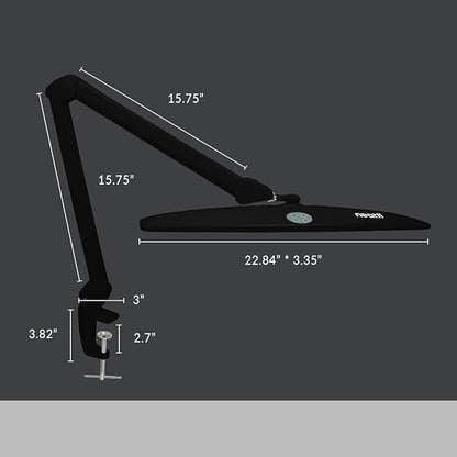 Neatfi Elite HD XL Task Lamp, 3 Adjustable Light Modes, 22 Inches Wide, 2260 Lumens, 84PCS SMD LED, Super Bright Desk Lamp, Non-Polar Dimming (CCT with Clamp, Black, 22 Inches)
