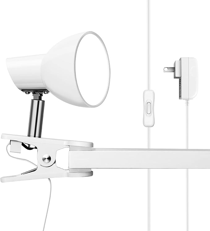LED Clip on lamp,5W Super Bright Reading Light, 330° Rotation Small Lamp with Clamp on Desk/Table/Bed Headboard/Cupboard Home Lighting, Modern and Save Space Illumination Powerful Lamp White
