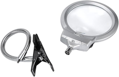 LED magnifying lamp, table magnifying glass, magnifying glass lighting lens with flexible gooseneck, for bed lamp, tattoo, manicure, makeup, eyelashes, suitable for crafts,
