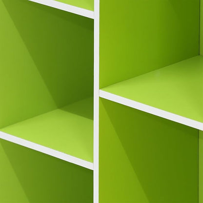 Furinno Luder Bookcase / Book / Storage , 5-Cube, White/Green