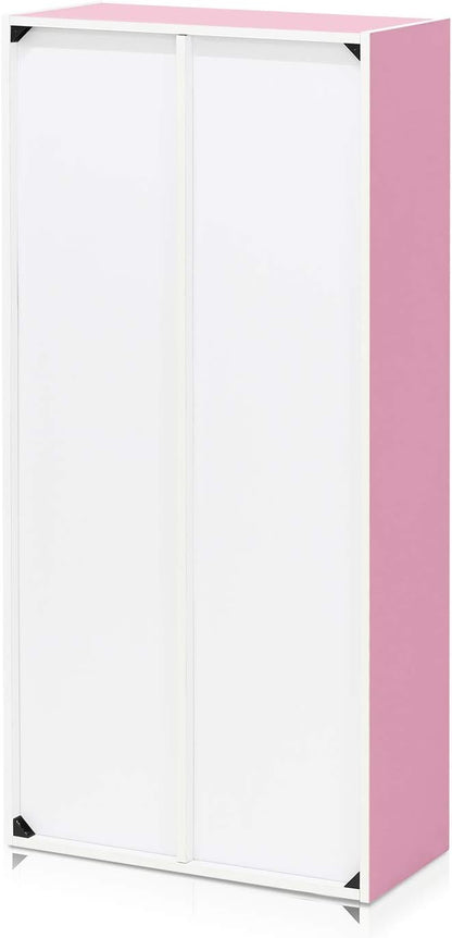 Furinno 7-Cube Reversible Open Shelf, White/Pink 11048WH/PI
