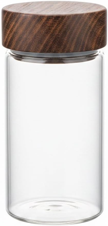 Glass Storage Jar with Acacia Wood Lid, Borosilicate Food Canister for Coffee Beans Tea Sugar Dry Pantry Staples (1 PC)