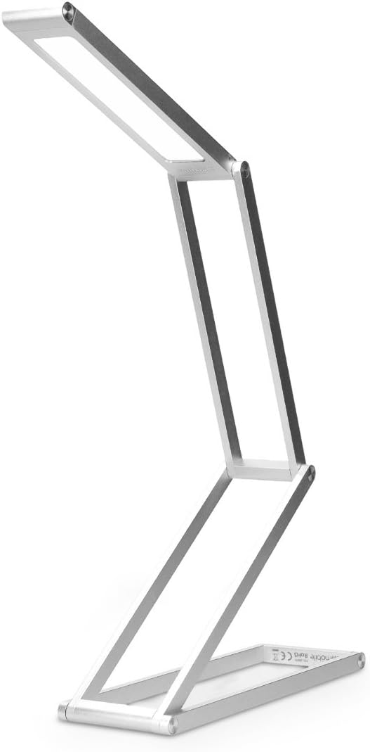 kwmobile Foldable LED Desk Lamp - Folding Portable USB Table Light with 3 Brightness Settings - for Home, Reading, Studying, Work, Travel - Silver