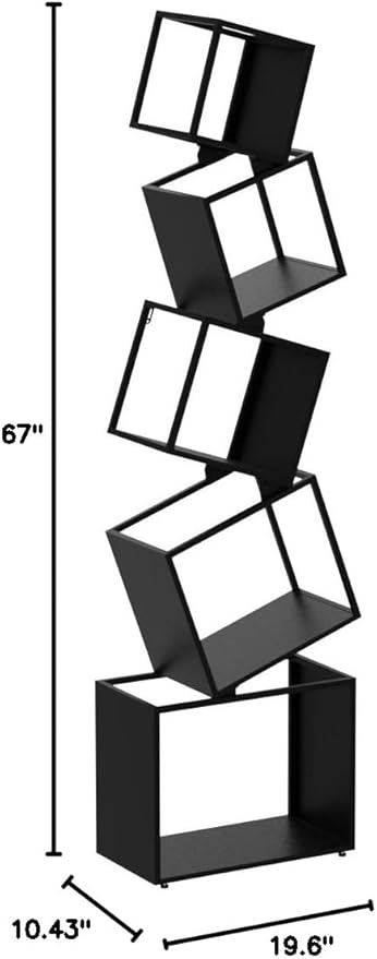 Bookshelf 2024 NEW, 5-Tier Bookshelves, 67" Tall Black Bookshelf, Book Shelf, Bookcase, Modern Bookshelf, Storage Shelf for CDs/Books/Collections, Display Shelf for Livingroom, Bedroom, Office