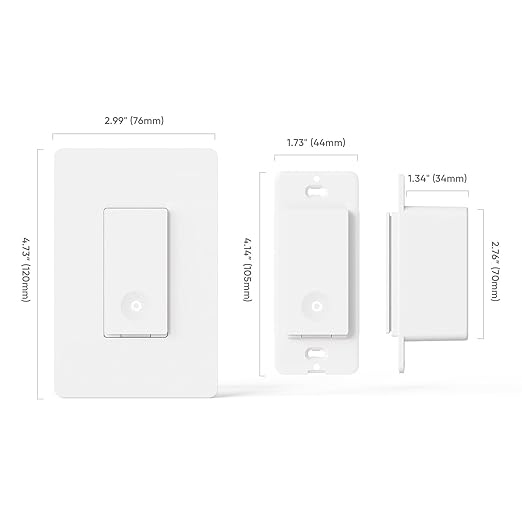 TREATLIFE Smart Switch 4 Pack, 2.4Ghz Smart Light Switch WiFi Light Switch Single-Pole, Neutral Wire Required, Works with Alexa, Google Home and SmartThings, Smart Home Remote Control, FCC Listed