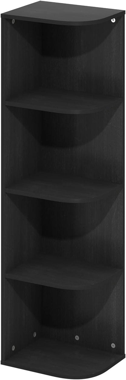 Furinno Pasir 4-Tier Corner Open Shelf Bookcase, Blackwood