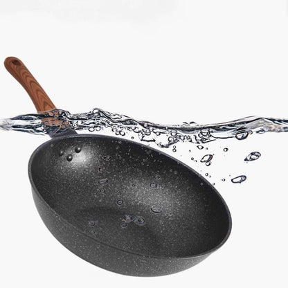 Wooden handle wheat rice stone wok household glass cover non stick boiler stove universal
