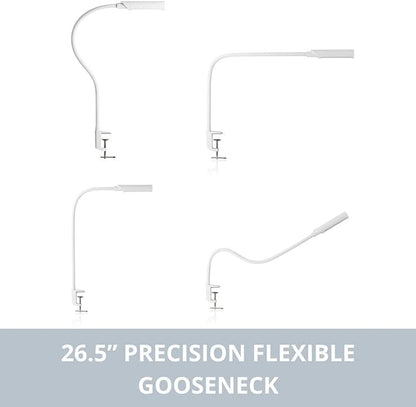 Reliable UberLight Flex 3100TL Task Light – LED Portable Desk Light with Clamp, USB Connection, 26.5” Flexible Gooseneck, 270° Rotational Head, 9 Light Settings, and up to 60,000 Hours of Use (White)